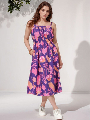 Dressberry Women Fit and Flare Purple Midi/Calf Length Dress