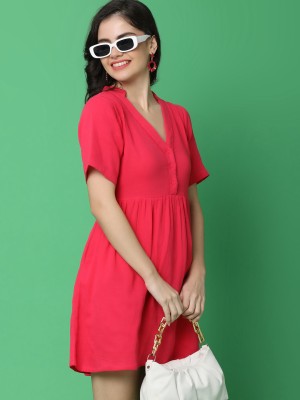 V-MART Women A-line Red Dress