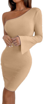 GLARE & BLAIR Women Bodycon Beige Above Knee/Mid Thigh Length Dress