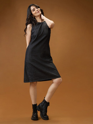 Globus Women A-line Black Knee Length Dress