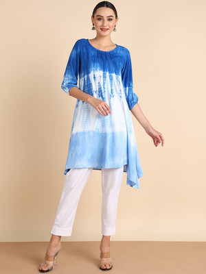 METRONAUT Women Fit and Flare Blue Midi/Calf Length Dress