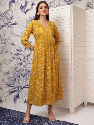 Vishudh Women A-line Yellow Dress