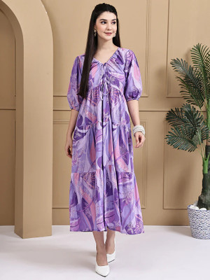 BLUERTONE Women Maxi Yellow Full Length Dress