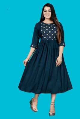 DICHIKA enterprise Women Fit and Flare Dark Green Midi/Calf Length Dress
