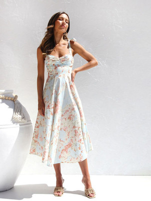 Mast & Harbour Women Fit and Flare Beige Midi/Calf Length Dress