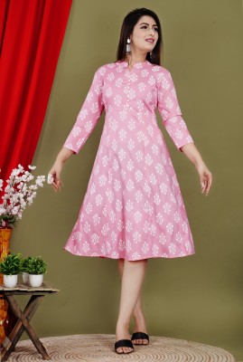 GURMEET FASHION Women Fit and Flare Pink Dress