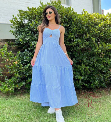 Taraviya Women Maxi Blue Full Length Dress