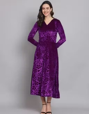 ARSH LIFESTYLE Women A-line Purple Maxi/Full Length Dress