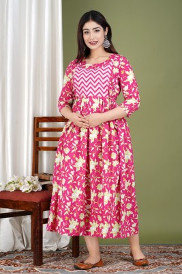 Waheguru Clothing Women Gown Pink Dress