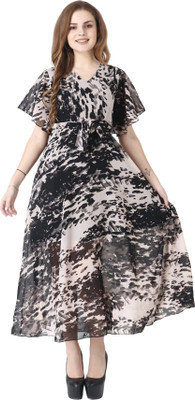 Pratyusha Women A-line Multicolor Midi/Calf Length Dress