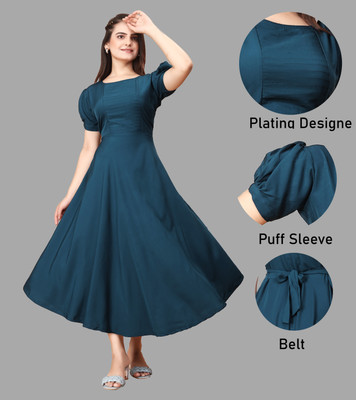Vstylefashion Women Maxi Dark Blue Midi/Calf Length Dress