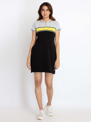 Status Quo Women Bodycon Yellow, Grey, Black Above Knee/Mid Thigh Length Dress