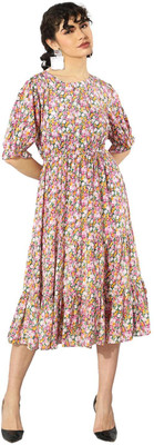 KOTTY Women Maxi Multicolor Ankle Length Dress