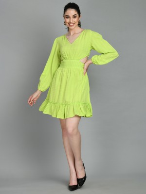 PRETTY LOVING THING Women Fit and Flare Light Green Dress