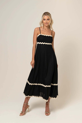 Seek By Sheetal Women Fit and Flare Black Maxi/Full Length Dress