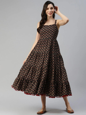 GORAZ Women Maxi Multicolor Midi/Calf Length Dress
