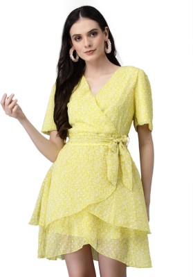 GLOBAL REPUBLIC Women High Low Yellow Dress