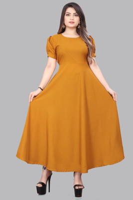 HouseOfCommon Women Maxi Yellow Full Length Dress
