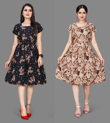 Khushi Fab Women Gathered Black Mini/Short Dress