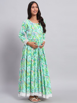 PRISTYLE Women Gown Green Ankle Length Dress