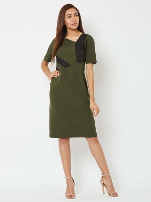 SALT ATTIRE Women Sheath Dark Green, Black Dress