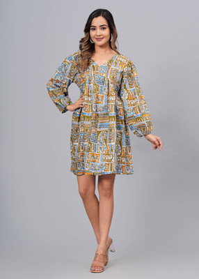Y.P. Women Fit and Flare Multicolor Mini/Short Dress