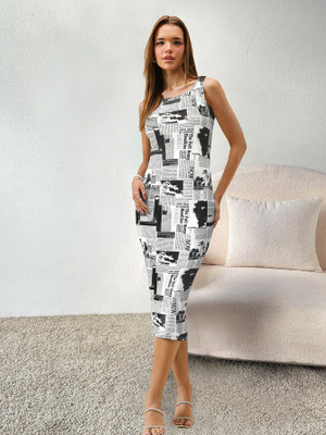 Toochki Women Bodycon White Midi/Calf Length Dress