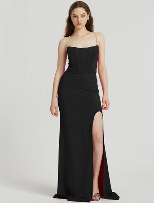 LIME Women Bodycon Black Maxi/Full Length Dress