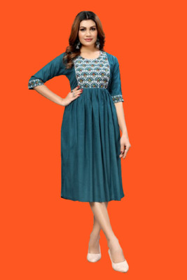 Shreeji Fashionn Women Fit and Flare Multicolor Midi/Calf Length Dress