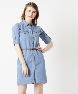 Roadster Women A-line Blue Mini/Short Dress