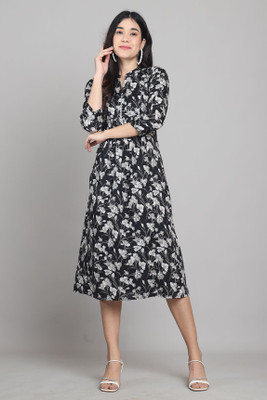 RolyPoly Women A-line Black Below Knee Dress