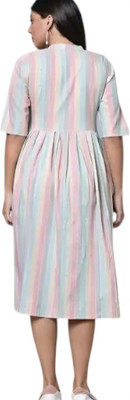 Db Fashionpo Women A-line Green, White Maxi/Full Length Dress