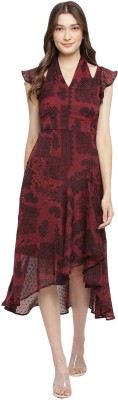 LATIN QUARTERS Women Fit and Flare Maroon Dress