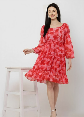 AKSHA CREATION Women A-line Multicolor Knee Length Dress