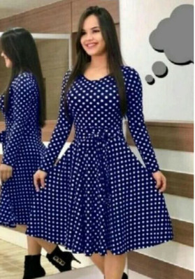 sahjanand enterprise Women Polka Print Anarkali Kurta(Blue)