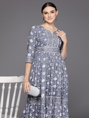 Indo Era Women Ethnic Dress Grey Dress