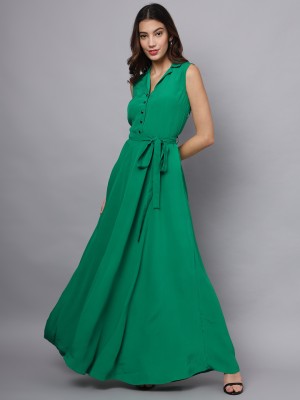 Eavan Women Fit and Flare Green Dress