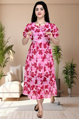 AMORE CREATION Women A-line Multicolor Maxi/Full Length Dress