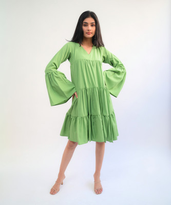 diyaz Women Fit and Flare Green Midi/Calf Length Dress
