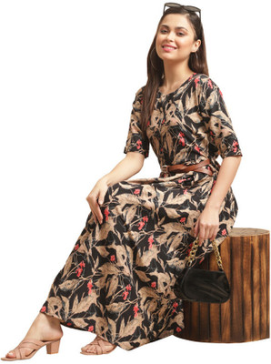 METRONAUT Women A-line Multicolor Maxi/Full Length Dress