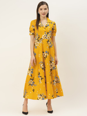 Dressberry Women A-line Yellow Maxi/Full Length Dress