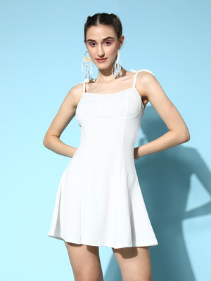 VENI VIDI VICI Women A-line White Above Knee/Mid Thigh Length Dress