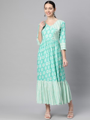 indibelle Women A-line Green Dress