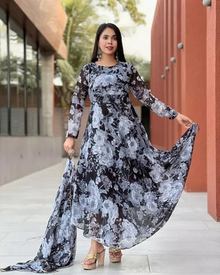 TheShivCreation Flared/A-line Gown(Black)