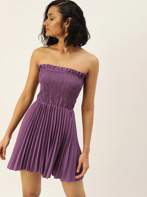 Moda Rapido Women Fit and Flare Purple Mini/Short Dress