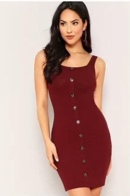 Fashion Passion India Women Bodycon Maroon Dress