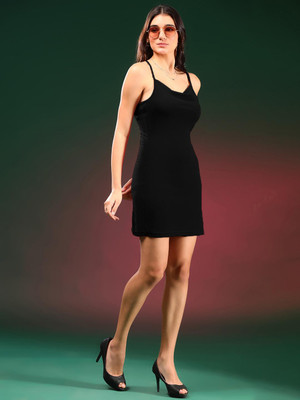 KOTTY Women Sheath Black Above Knee/Mid Thigh Length Dress