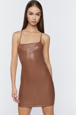 FOREVER 21 Women A-line Brown Mini/Short Dress