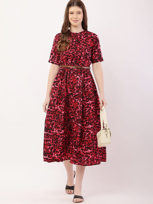 Moda Rapido Women A-line Red Maxi/Full Length Dress