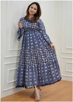 Meetara Creation Flared/A-line Gown(Blue)